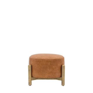 Tindon Footstool Vintage Brown Leather - KC at HOME