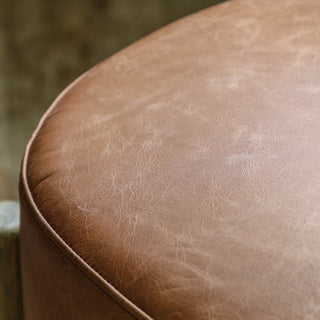 Tindon Footstool Vintage Brown Leather - KC at HOME