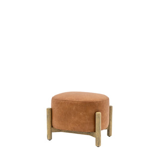 Tindon Footstool Vintage Brown Leather - KC at HOME