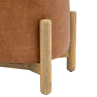 Tindon Footstool Vintage Brown Leather - KC at HOME
