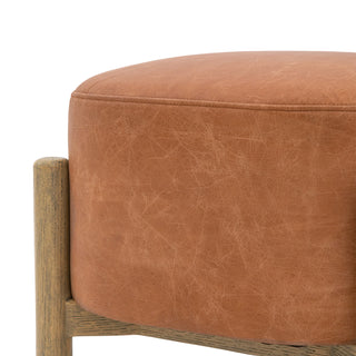 Tindon Footstool Vintage Brown Leather - KC at HOME