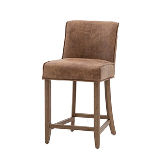 Tarnby Bar Stool Brown Leather (2 Pack) - KC at HOME