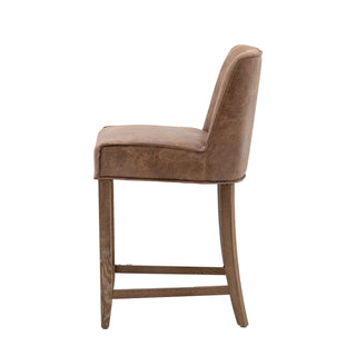 Tarnby Bar Stool Brown Leather (2 Pack) - KC at HOME