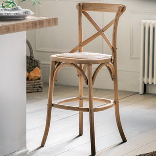 Cafe Stool Oak/Rattan (2 Pack) - KC at HOME