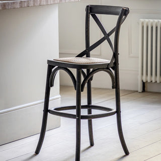 Cafe Stool Black/Rattan (2 Pack) - KC at HOME