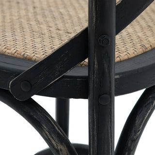 Cafe Stool Black/Rattan (2 Pack) - KC at HOME