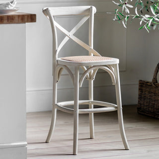 Cafe Stool White/Rattan (2 Pack) - KC at HOME