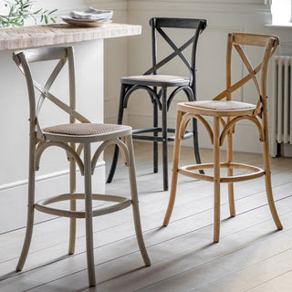 Cafe Stool White/Rattan (2 Pack) - KC at HOME