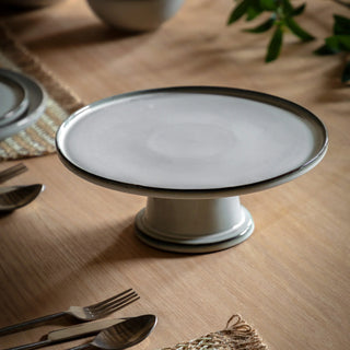 Reactive Grey Glaze Cake Stand - KC at HOME