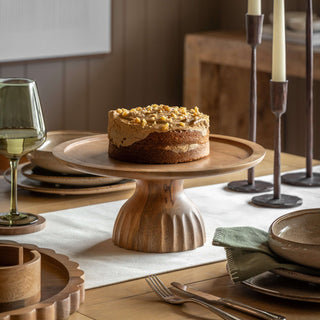 Ridged Mango Wood Cake Stand