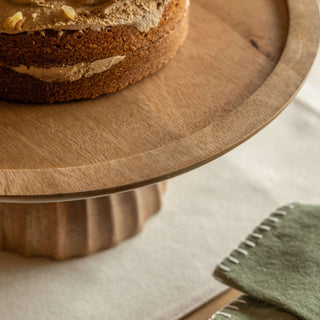 Ridged Mango Wood Cake Stand