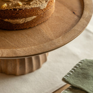 Ridged Mango Wood Cake Stand