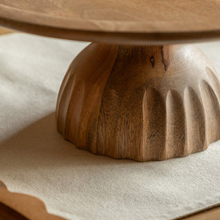 Ridged Mango Wood Cake Stand
