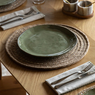 Organic Beaded Dinner Plate Olive (4pk) - KC at HOME