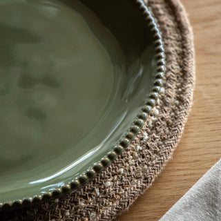 Organic Beaded Dinner Plate Olive (4pk) - KC at HOME