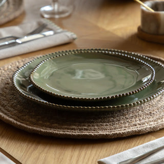 Organic Beaded Side Plate Olive (4pk) - KC At Home