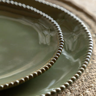 Organic Beaded Side Plate Olive (4pk) - KC At Home