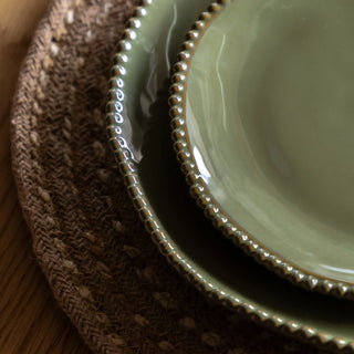 Organic Beaded Side Plate Olive (4pk) - KC At Home