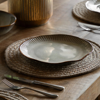 Organic Ridged Dinner Plate Stone (4pk) - KC At Home