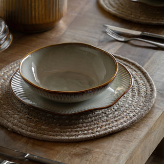 Organic Ridged Pasta Bowl Stone (4pk) - KC At Home