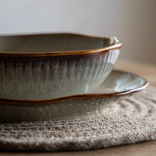 Organic Ridged Pasta Bowl Stone (4pk) - KC At Home