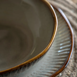 Organic Ridged Pasta Bowl Stone (4pk) - KC At Home