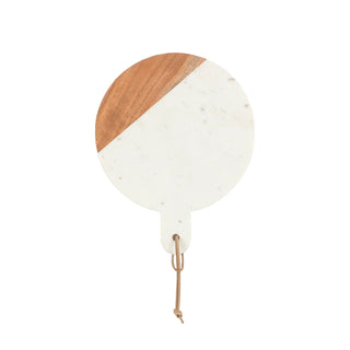 Novi Round Cheese Board White Marble - KC at HOME