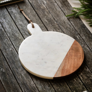 Novi Round Cheese Board White Marble - KC at HOME