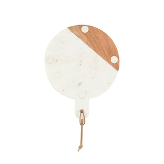 Novi Round Cheese Board White Marble - KC at HOME