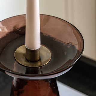 Denia Glass Candle Holder Smoke Set of 2