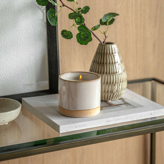 Ceramic Glazed 3 Wick Candle Natural