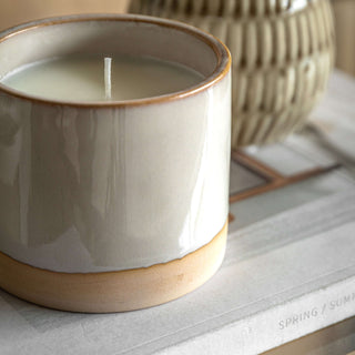 Ceramic Glazed 3 Wick Candle Natural