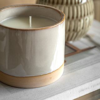 Ceramic Glazed 3 Wick Candle Natural