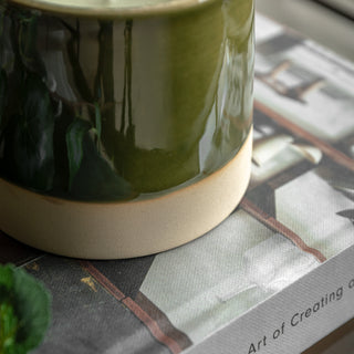 Ceramic Glazed 3 Wick Candle Olive