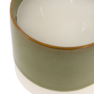 Ceramic Glazed 3 Wick Candle Olive