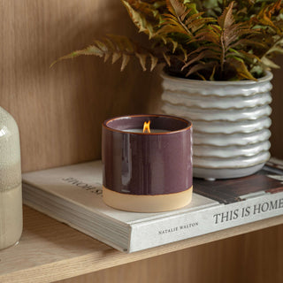 Ceramic Glazed 3 Wick Candle Oxblood