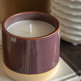 Ceramic Glazed 3 Wick Candle Oxblood