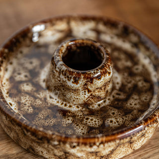 Mikka Ceramic Reactive Glaze Candle Holder Brown