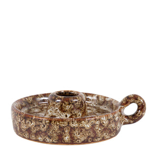 Mikka Ceramic Reactive Glaze Candle Holder Brown