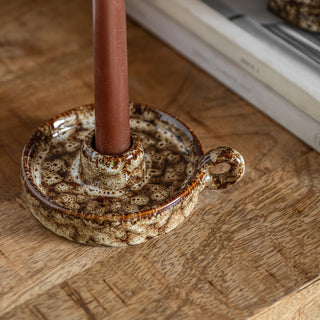 Mikka Ceramic Reactive Glaze Candle Holder Brown