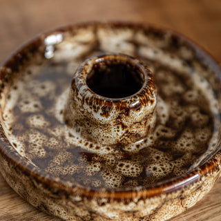 Mikka Ceramic Reactive Glaze Candle Holder Brown