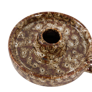 Mikka Ceramic Reactive Glaze Candle Holder Brown