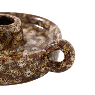 Mikka Ceramic Reactive Glaze Candle Holder Brown
