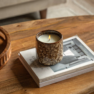 Mikka Ceramic Reactive Glaze Candle Brown