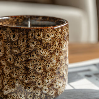 Mikka Ceramic Reactive Glaze Candle Brown
