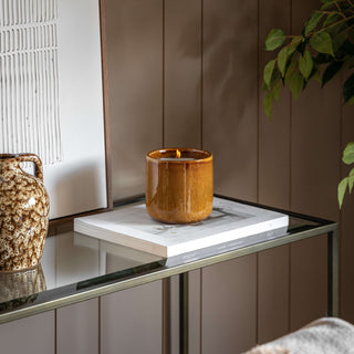 Reactive Glazed Ceramic Candle Caramel