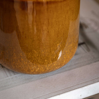 Reactive Glazed Ceramic Candle Caramel