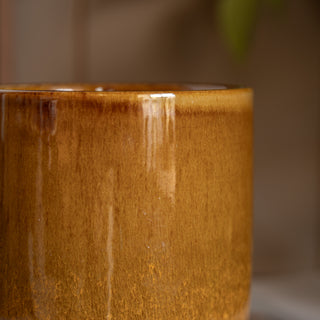 Reactive Glazed Ceramic Candle Caramel