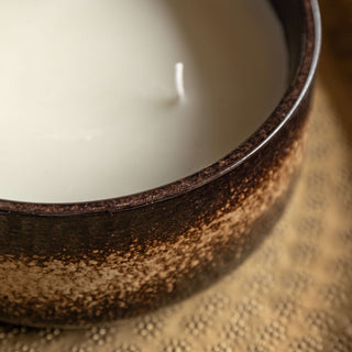 Reactive Glazed Ceramic 3 Wick Candle Brown