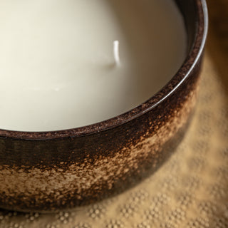 Reactive Glazed Ceramic 3 Wick Candle Brown